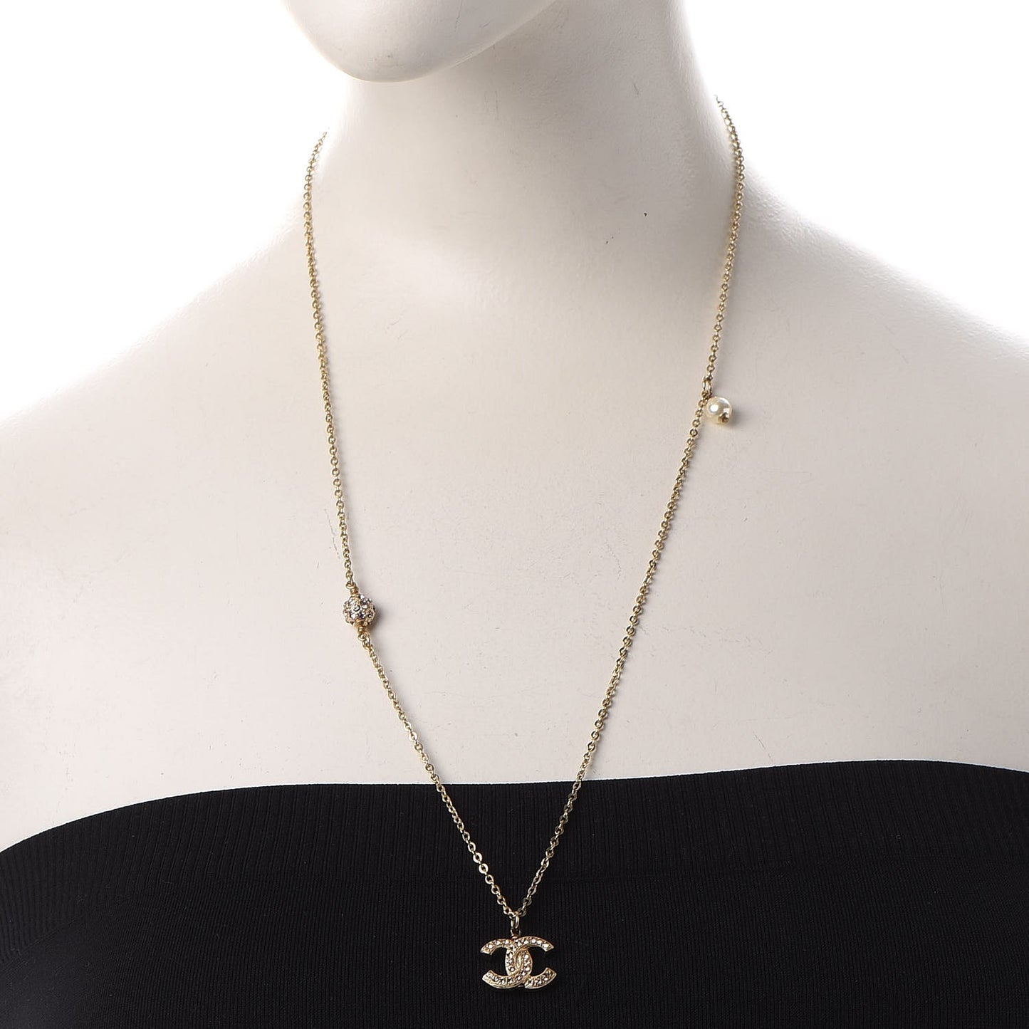 Crystal CC Necklace Light Gold