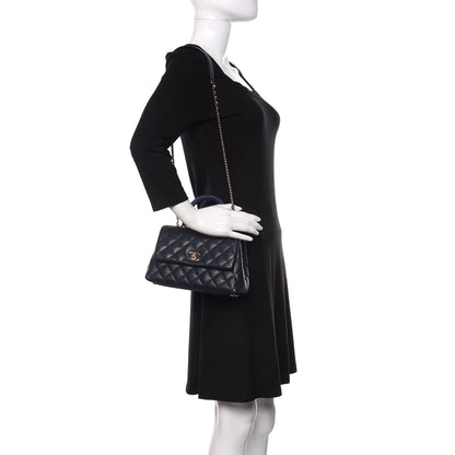Chanel Caviar Quilted Mini Coco Handle Flap Navy Blue 2 of 10