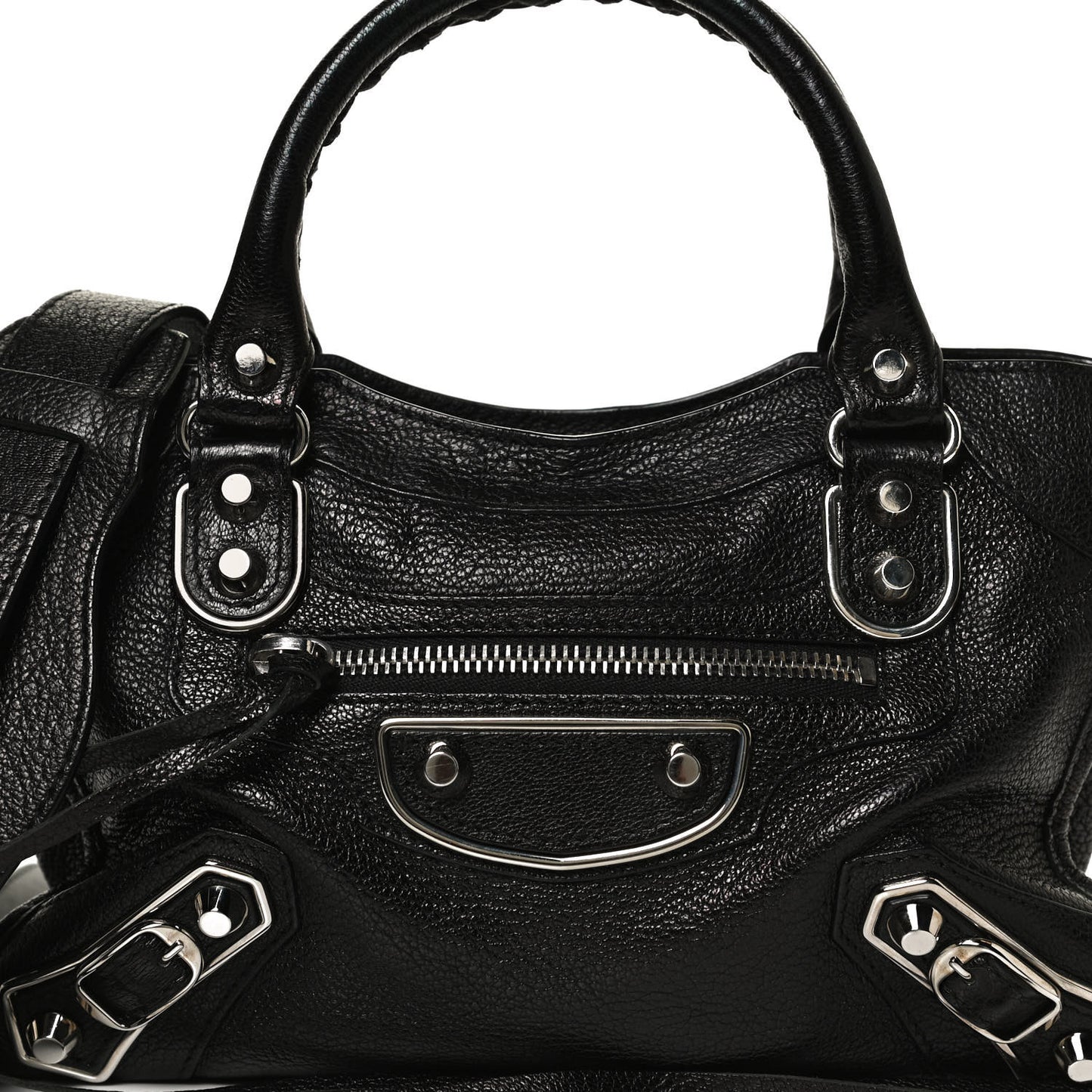 Chevre Silver Metallic Edge Hardware Mini City Black