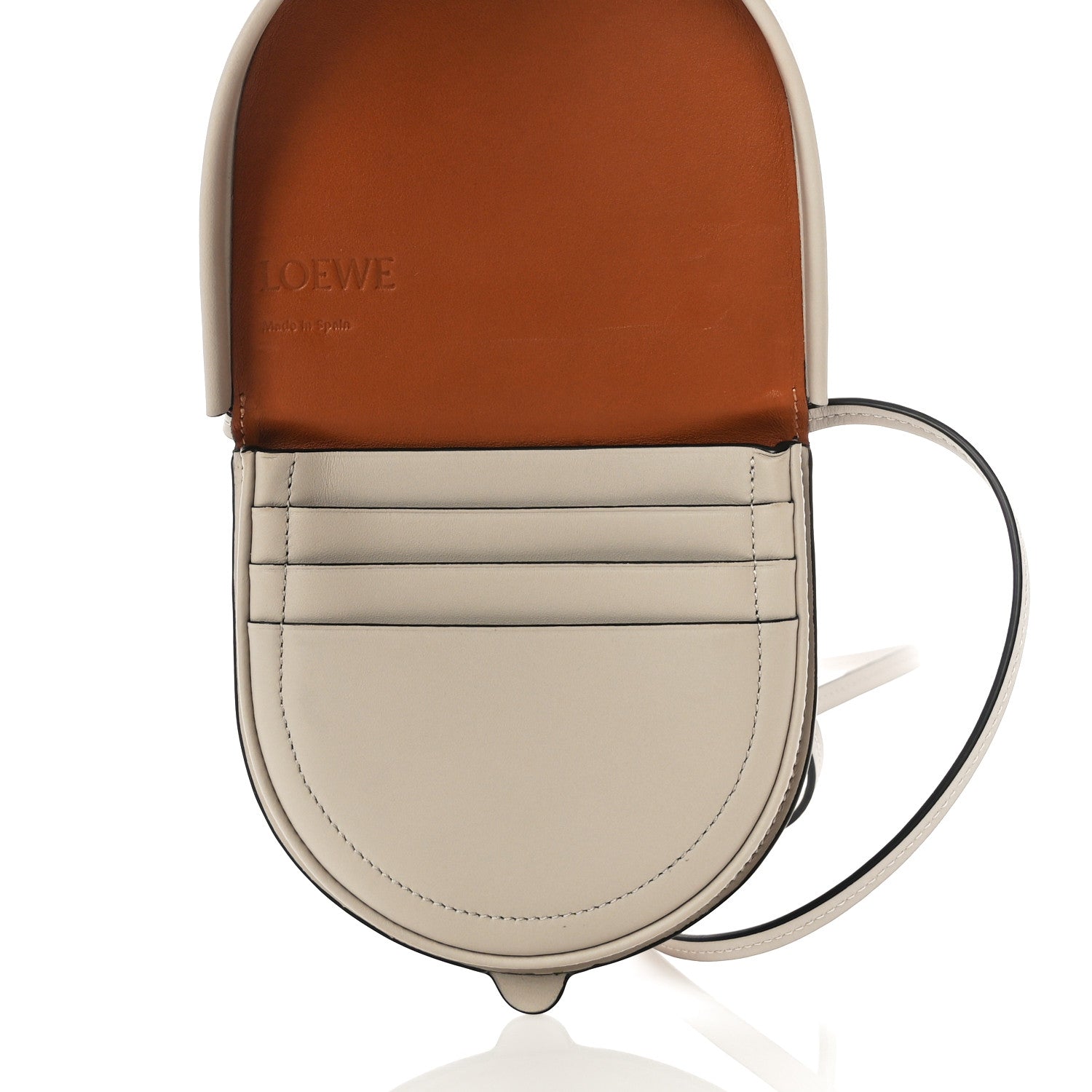Loewe Buffed Calfskin Logo Embossed Small Heel Pouch Light Oat Tan 5 of 12