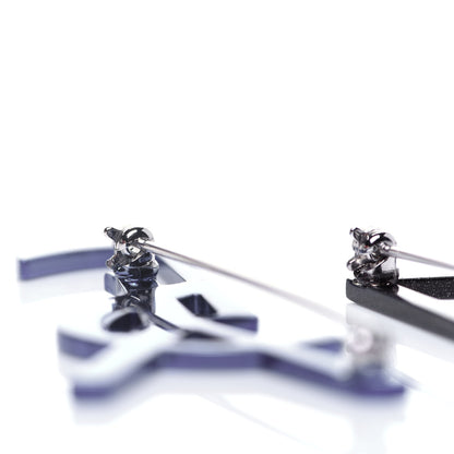 Saint Laurent Metal Deconstructed Monogram Brooch Blue Black 6 of 9