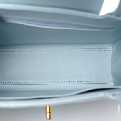 Chanel Shiny Aged Calfskin Quilted Nano Kelly Shopper Light Blue 5 of 10