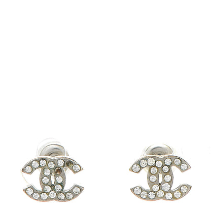 Chanel Crystal Timeless CC Earrings Silver 1 of 6