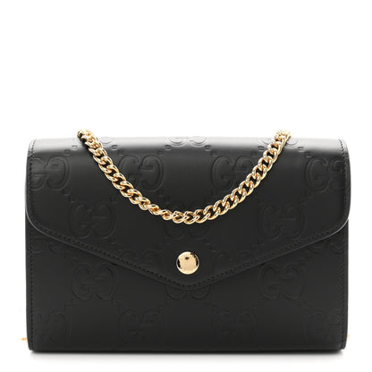 Gucci Calfskin GG Debossed Chain Wallet Black 1 of 10