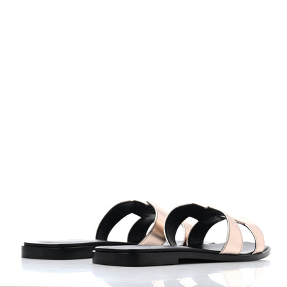 Hermes Metallic Calfskin Oran Sandals 40 Rose Dore 3 of 4