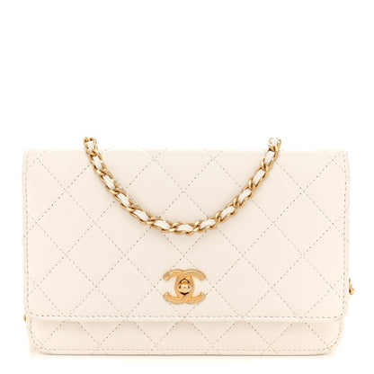 Chanel Lambskin Quilted CC Pearl Crush Wallet on Chain WOC White 1 of 12