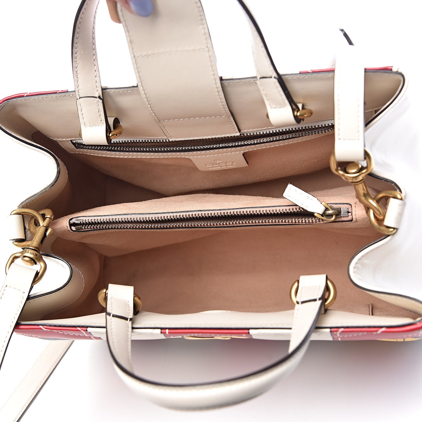 Calfskin Matelasse Trompe L'Oeil Print Small GG Marmont Tote Off White
