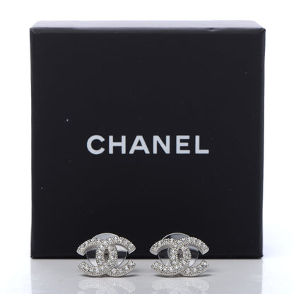 Chanel Crystal CC Earrings Silver 5 of 5