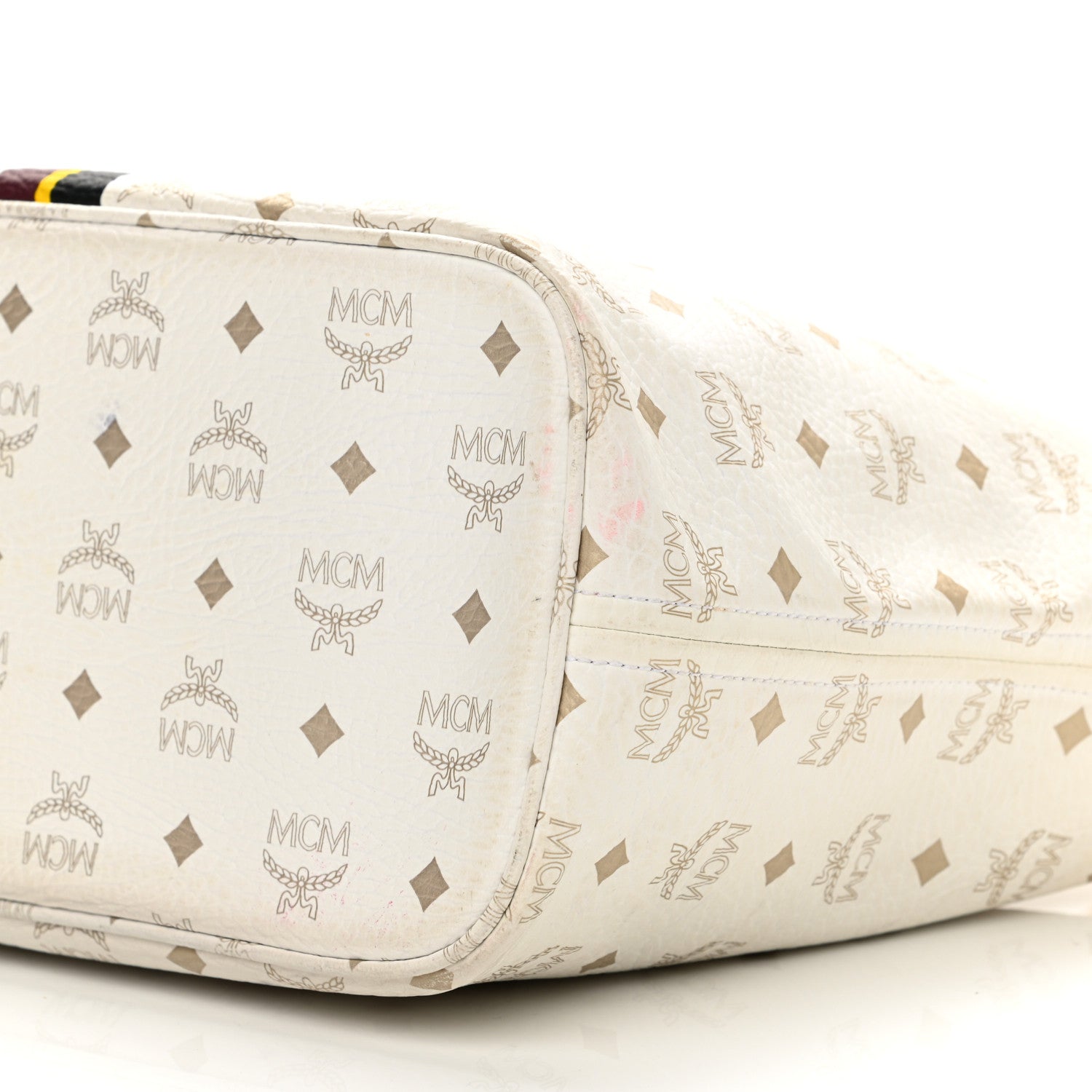 MCM Visetos Striped Shopper Tote White 9 of 18
