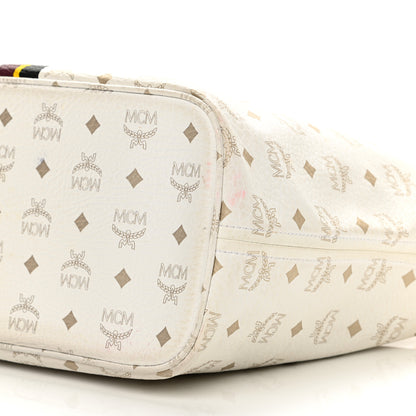 MCM Visetos Striped Shopper Tote White 9 of 18