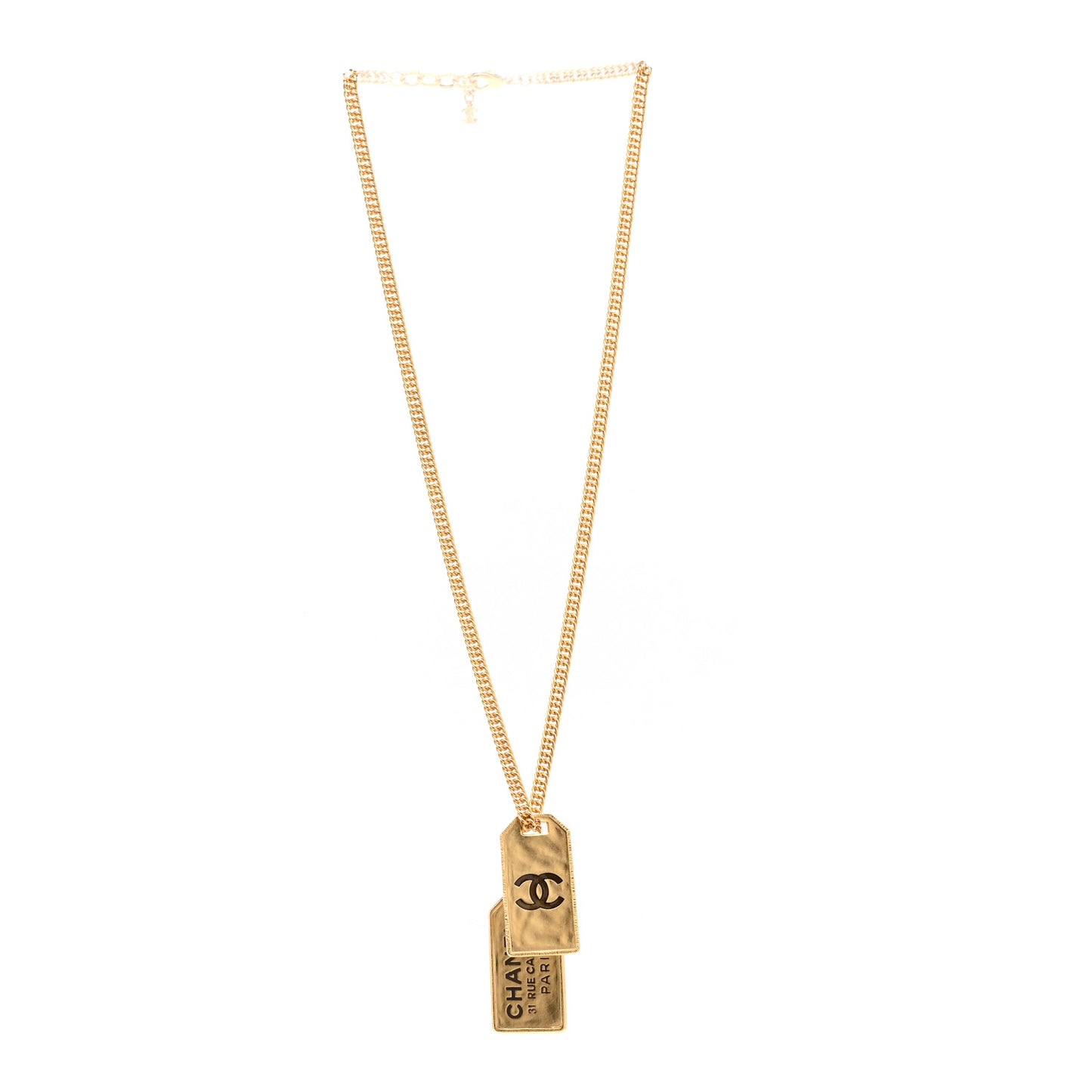 ID Dog Tag Charm Necklace Gold