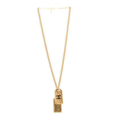 Chanel ID Dog Tag Charm Necklace Gold 3 of 5
