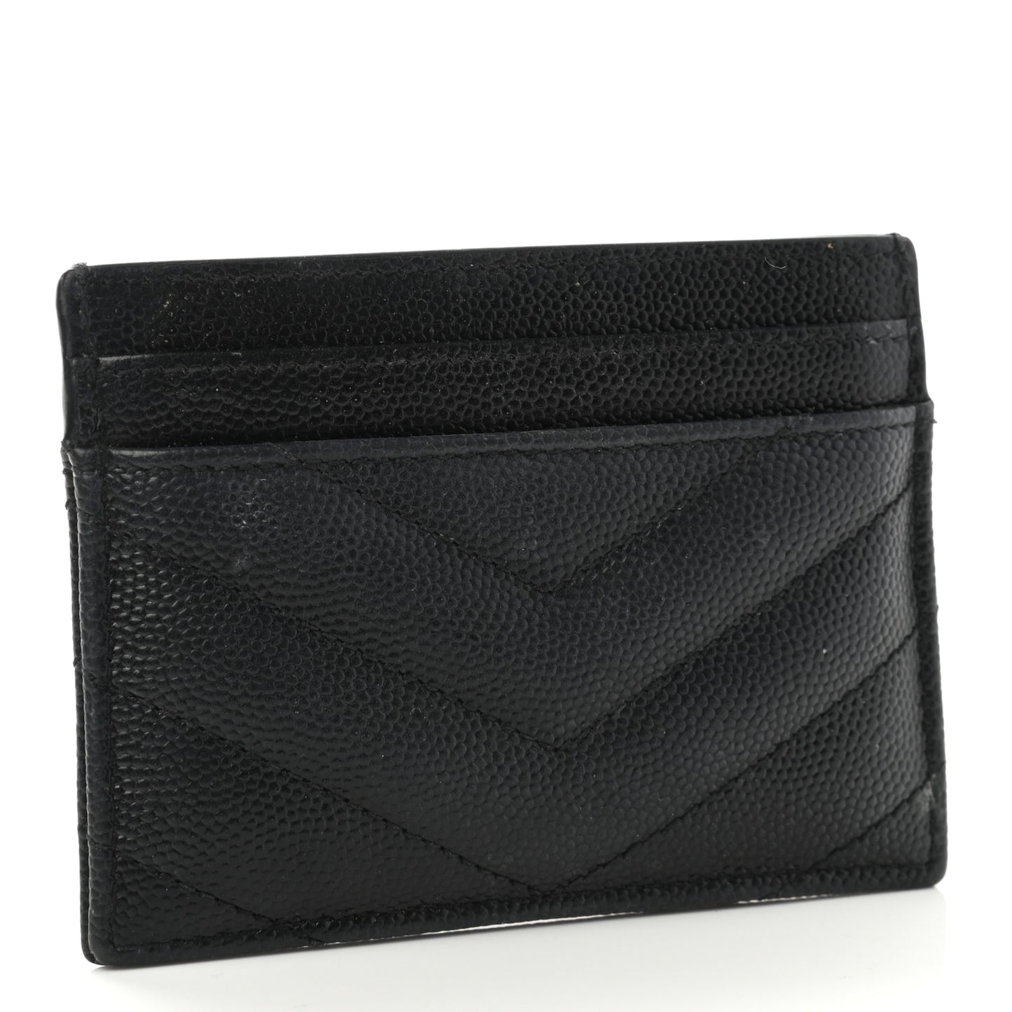 Grain De Poudre Matelasse Chevron Monogram Credit Card Case Black