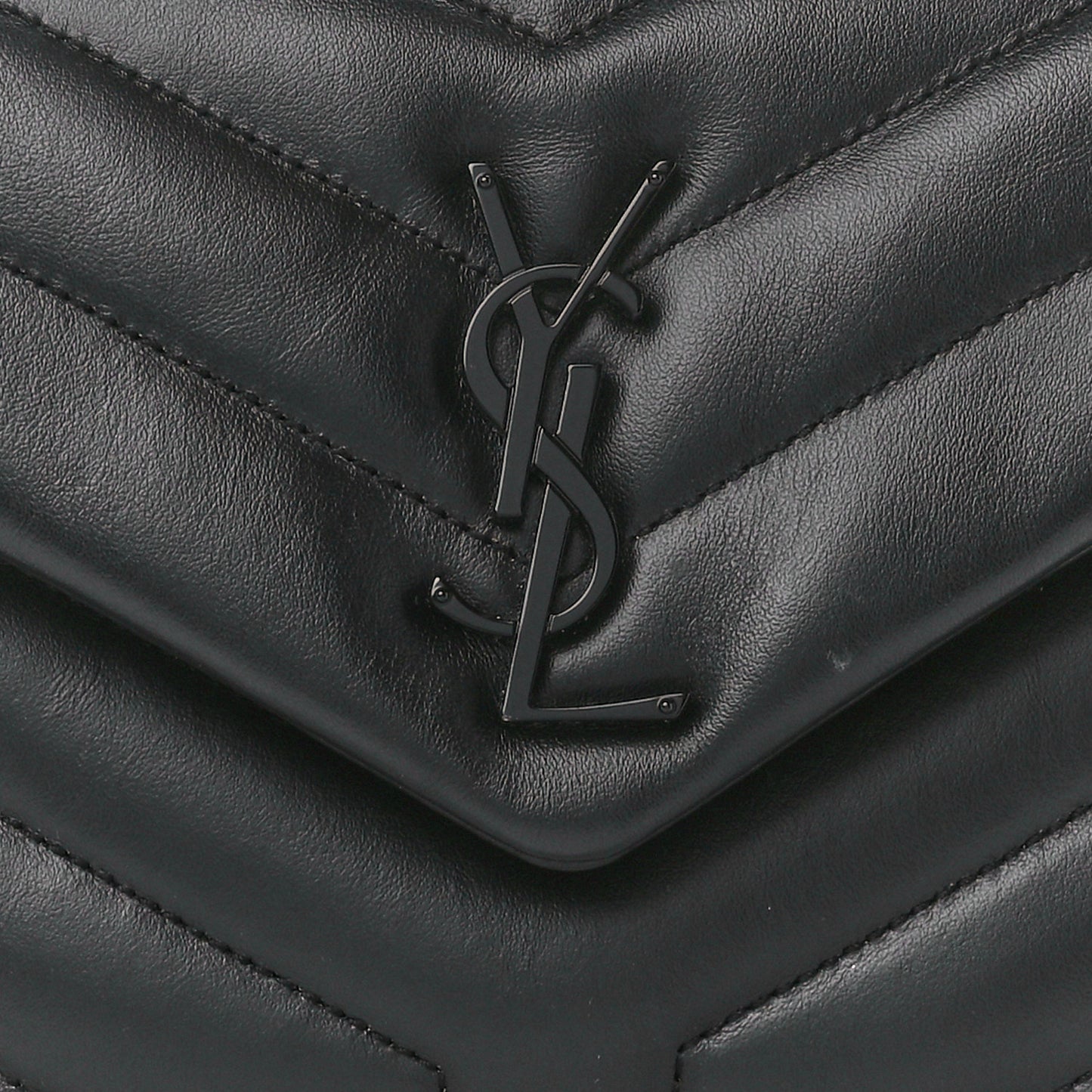 Calfskin Y Quilted Monogram Monochrome Small Loulou Chain Satchel Black
