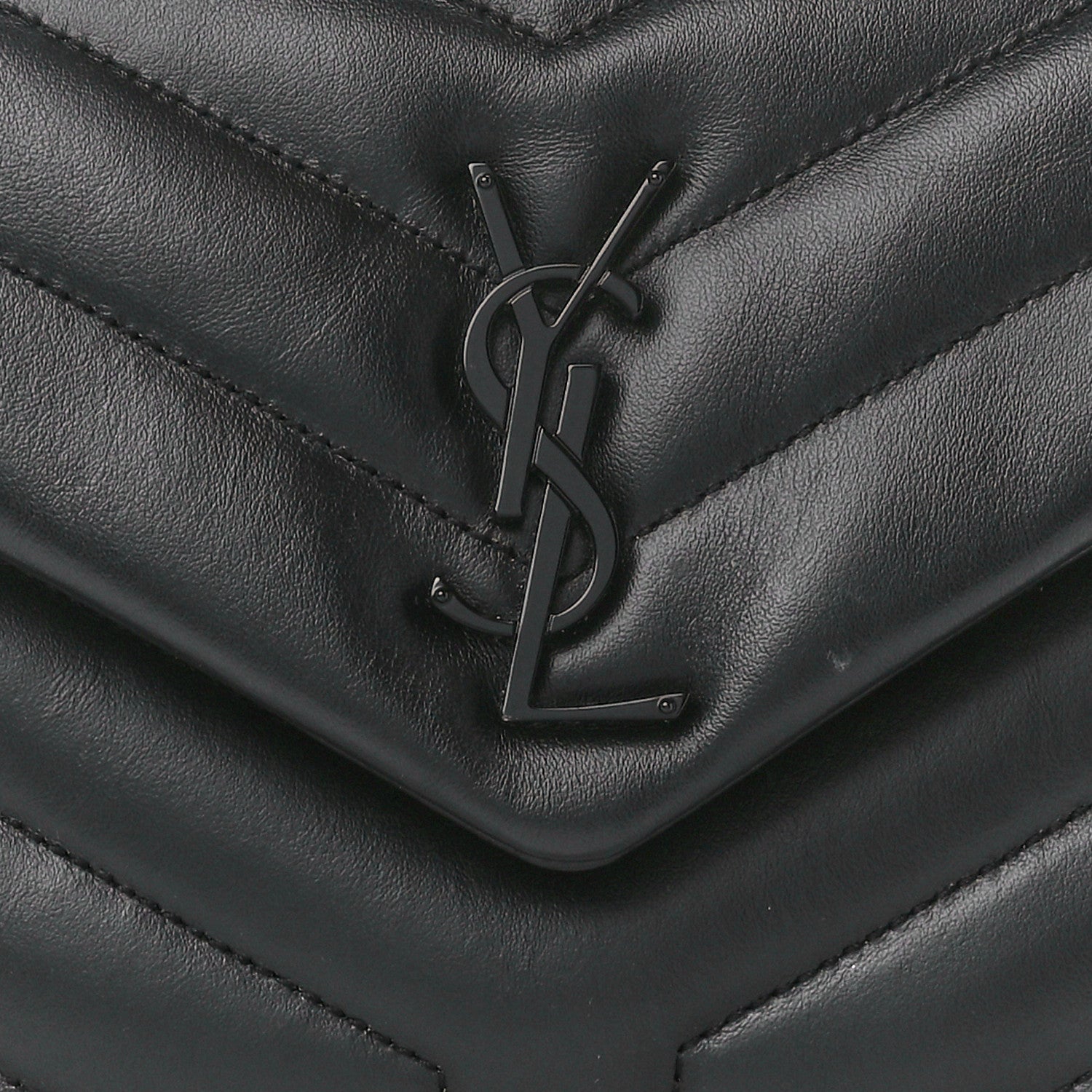 Saint Laurent Calfskin Y Quilted Monogram Monochrome Small Loulou Chain Satchel Black 9 of 12