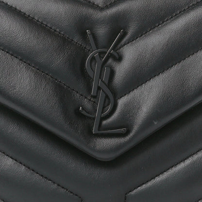 Saint Laurent Calfskin Y Quilted Monogram Monochrome Small Loulou Chain Satchel Black 9 of 12