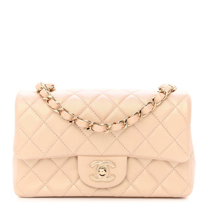 Chanel Iridescent Calfskin Quilted Mini Rectangular Flap Beige 1 of 10