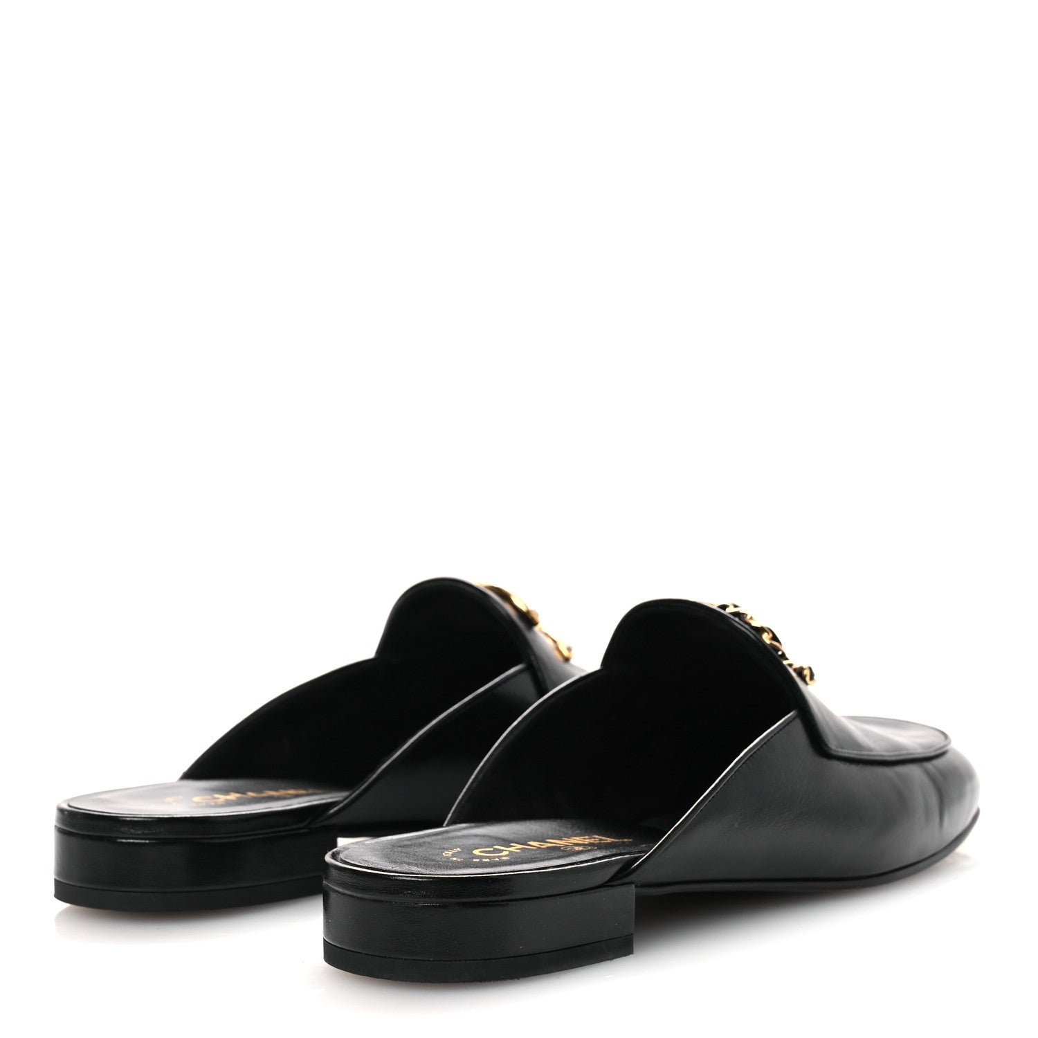 Chanel Shiny Calfskin Crystal CC Mules 41 Black 5 of 12
