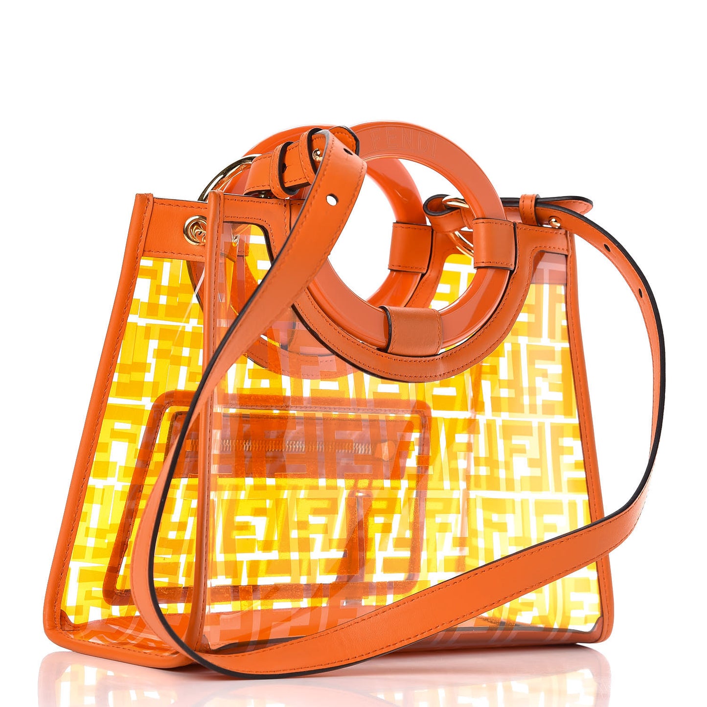 TPU FF Vitello Century Plexiglass Small Runaway Shopper Tote Aranciata