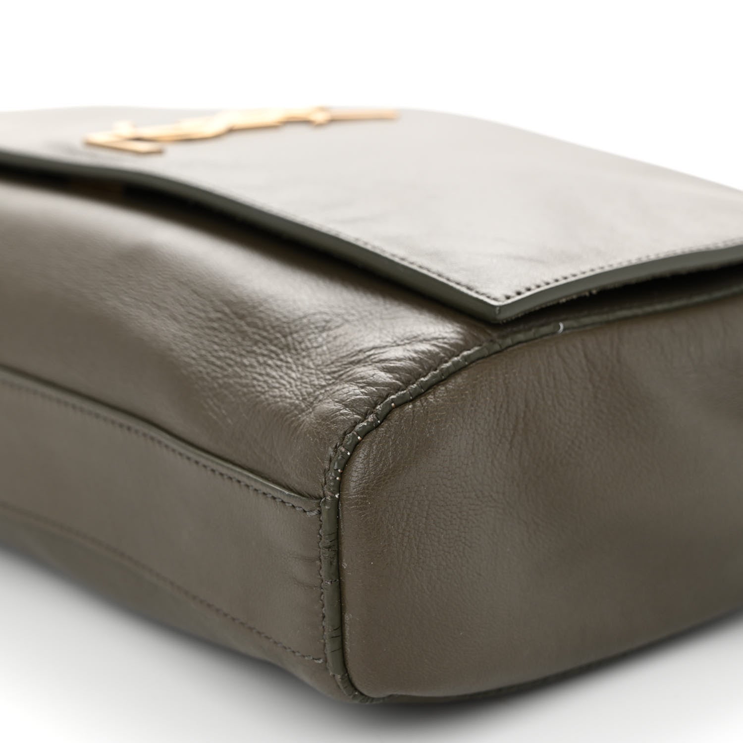Saint Laurent Smooth Calfskin Suede Medium Reversible Monogram Kate Satchel Olive 18 of 18