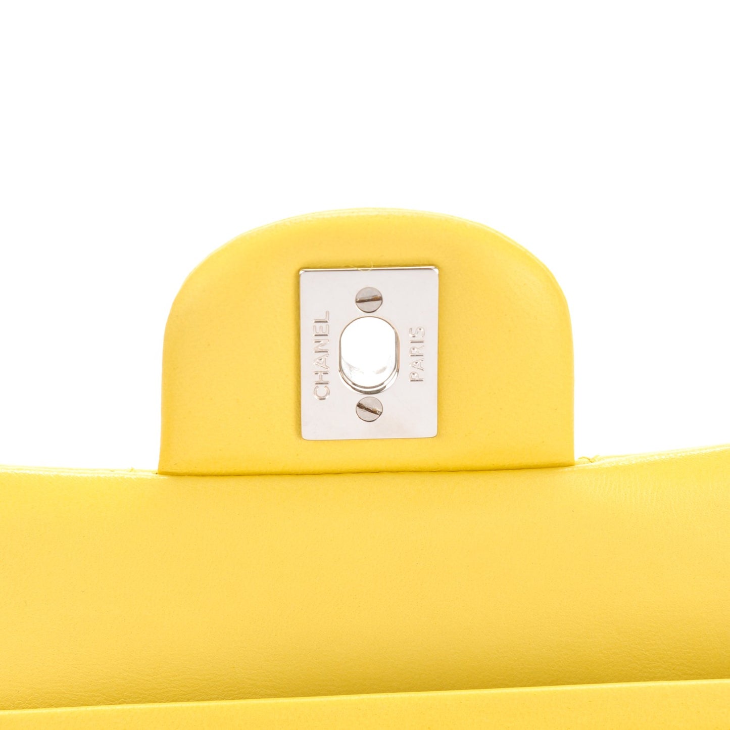 Lambskin Quilted Medium Double Flap Yellow