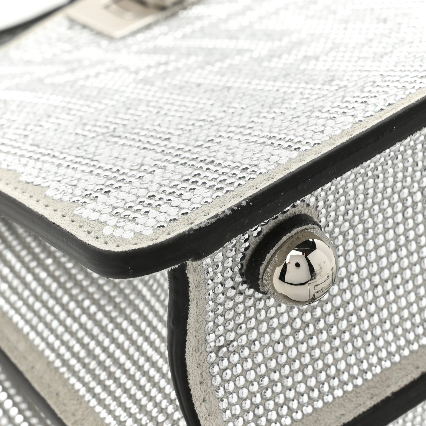 Crystal Vitello Laminato FF Petite Peekaboo I SEE U Satchel Crystal Argento