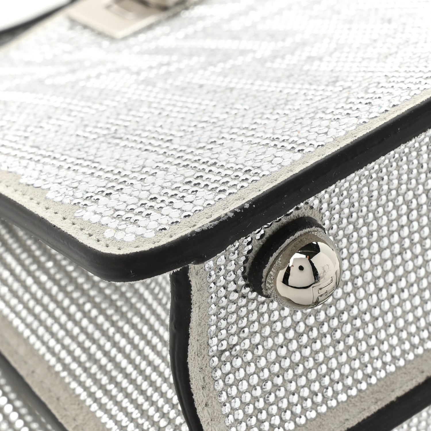 Fendi Crystal Vitello Laminato FF Petite Peekaboo I SEE U Satchel Crystal Argento 11 of 14