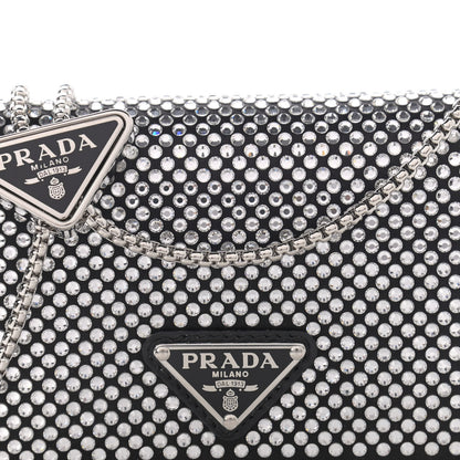 Prada Satin Crystal Metal Triangle Logo Card Holder With Strap Cristal 7 of 10
