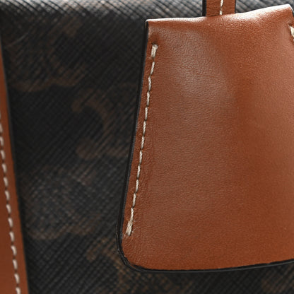 Celine Triomphe Canvas Calfskin Boston Bag Tan 19 of 22