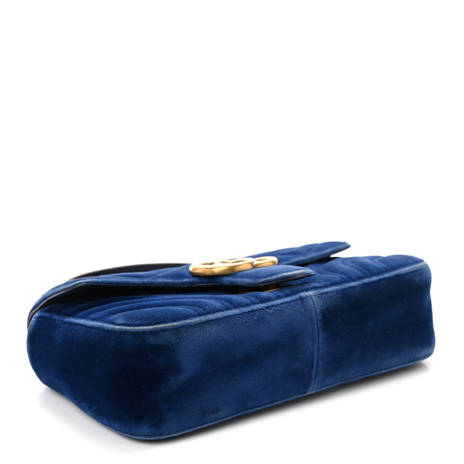 Gucci Velvet Matelasse Mini GG Marmont Shoulder Bag Cobalt Blue 4 of 14