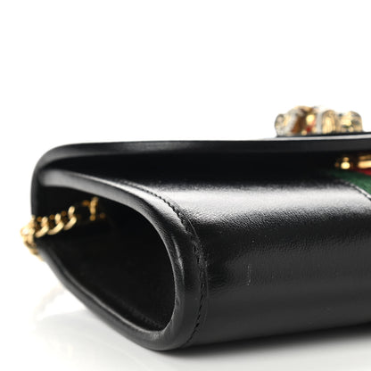 Gucci Textured Calfskin Web Mini Rajah Slim Flap Shoulder Bag Black 8 of 10