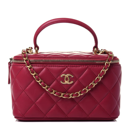 Chanel Lambskin Quilted Small Top Handle Vanity Case With Chain Dark Pink 1 of 4