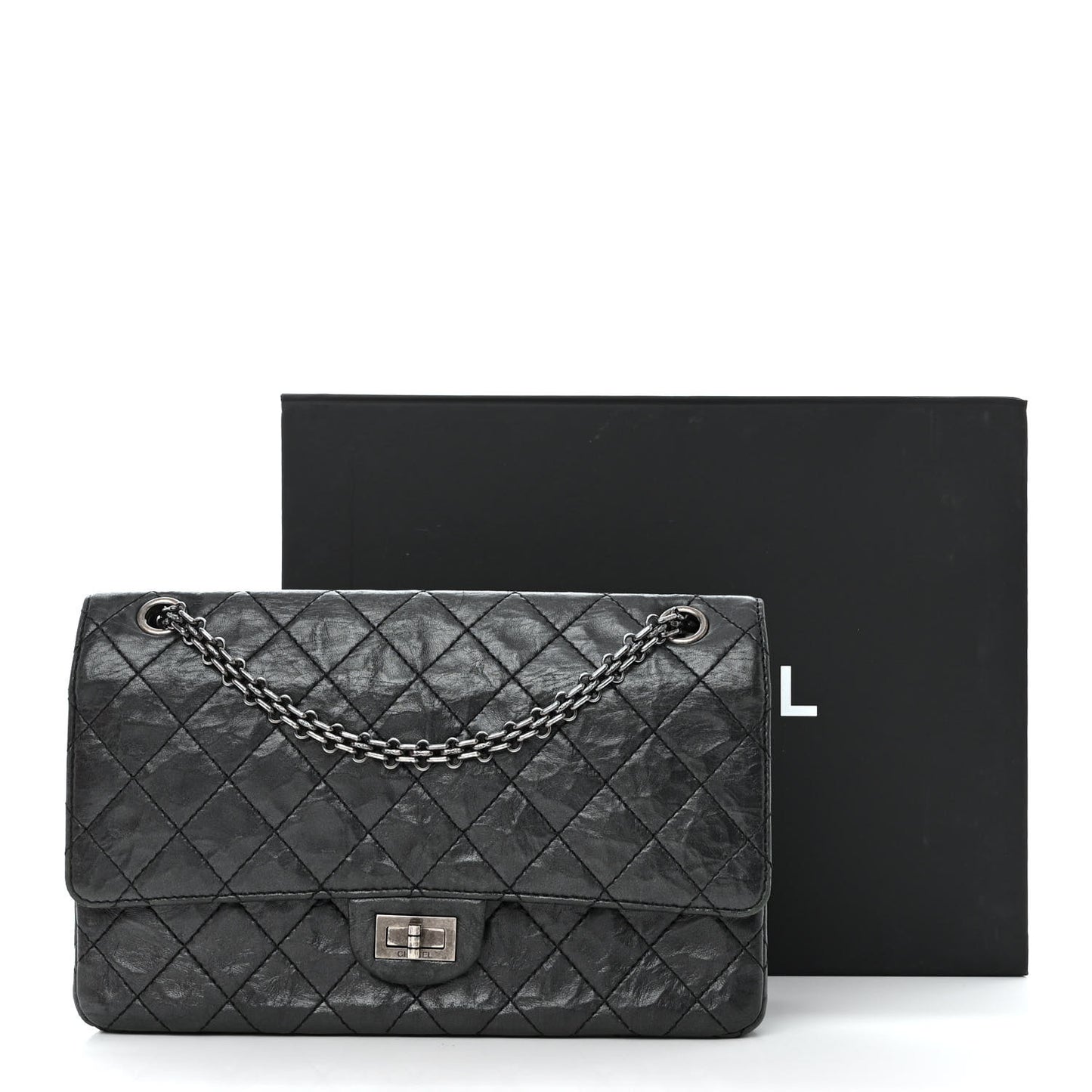 Aged Calfskin Quilted 2.55 Reissue 226 Flap Black
