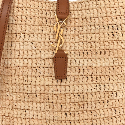 Saint Laurent Raffia Vegetable Tanned Calfskin Le 37 Mini Bucket Bag Natural Brick 8 of 10