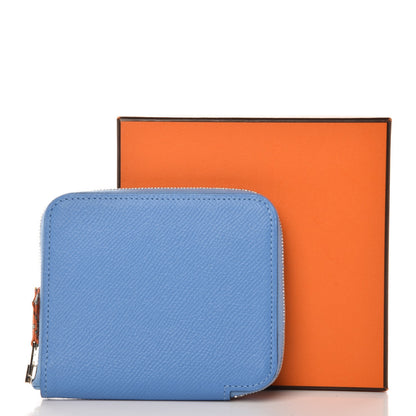 Hermes Epsom Silk'in Compact Wallet Bleu Paradis 8 of 8