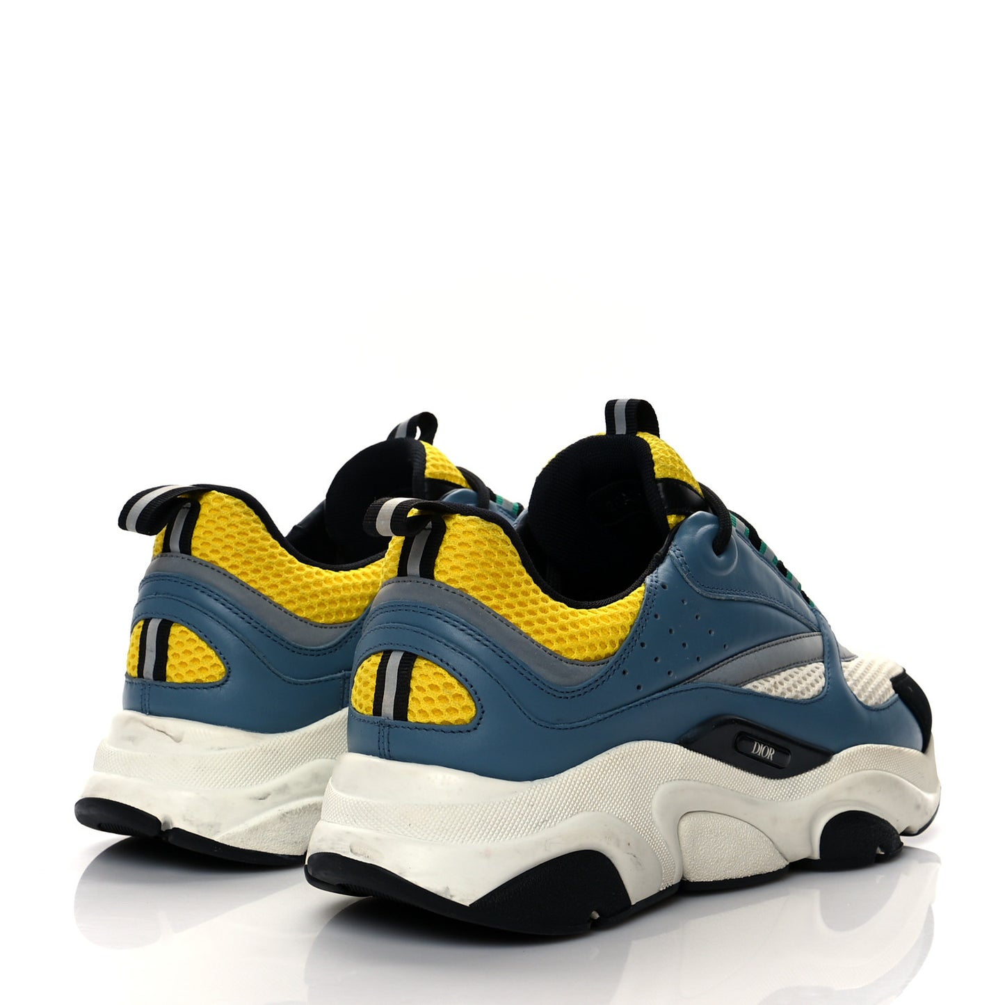 Technical Mesh Calfskin Mens B22 Sneakers 43 Blue Yellow