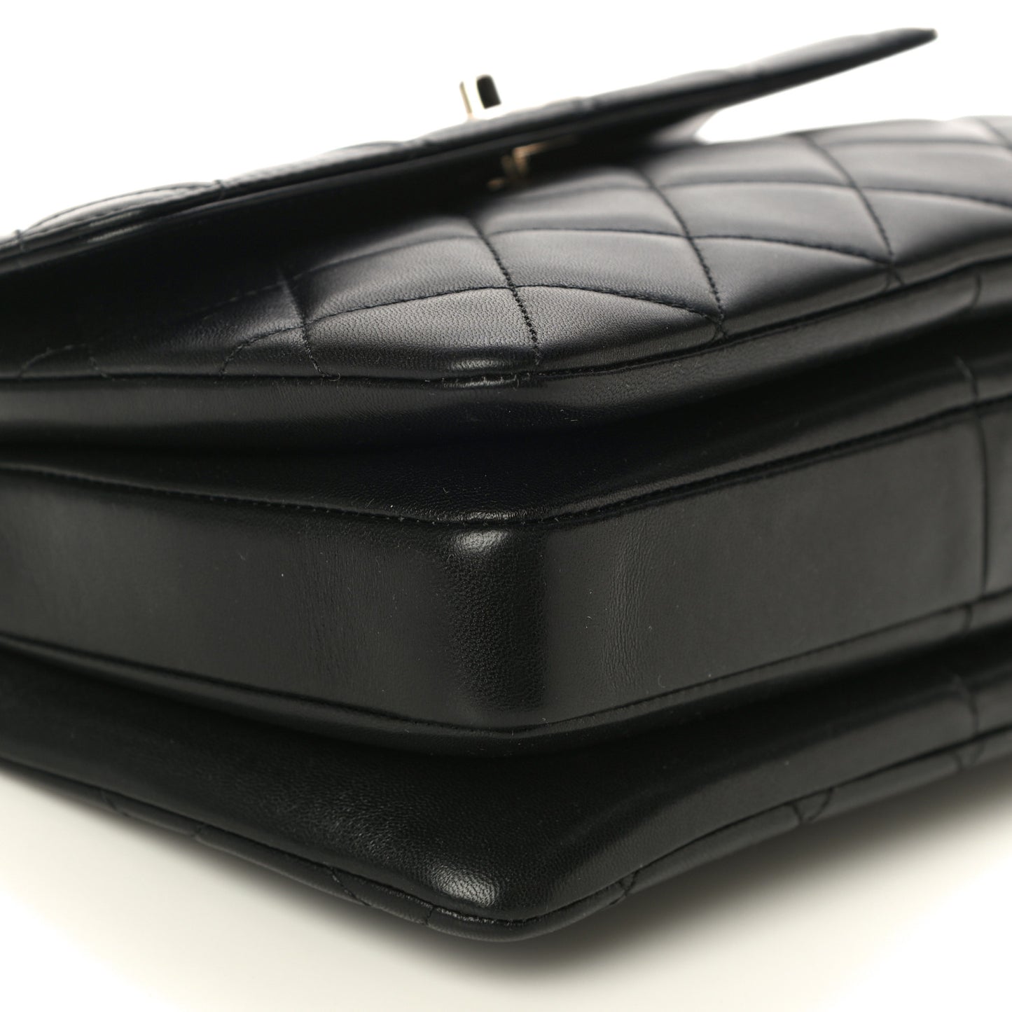 Lambskin Quilted Small Trendy CC Dual Handle Flap Bag Black