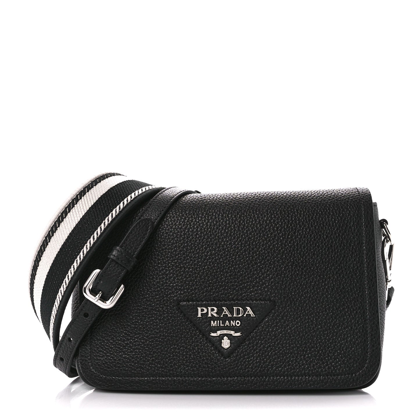 Vitello Daino Soft Flap Crossbody Black