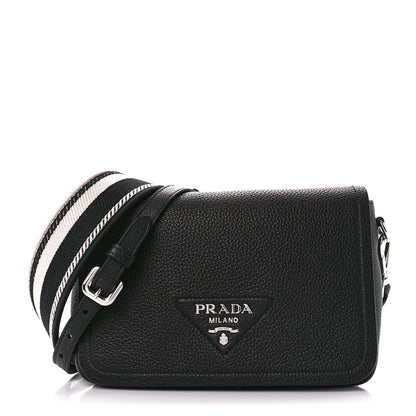 Prada Vitello Daino Soft Flap Crossbody Black 1 of 11