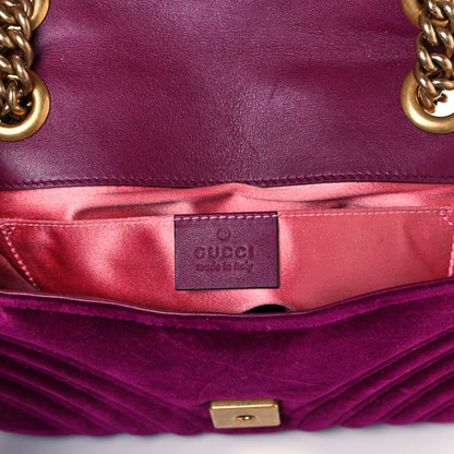 Gucci Velvet Matelasse Mini GG Marmont Shoulder Bag Fuchsia Violet Cyclamen 6 of 12