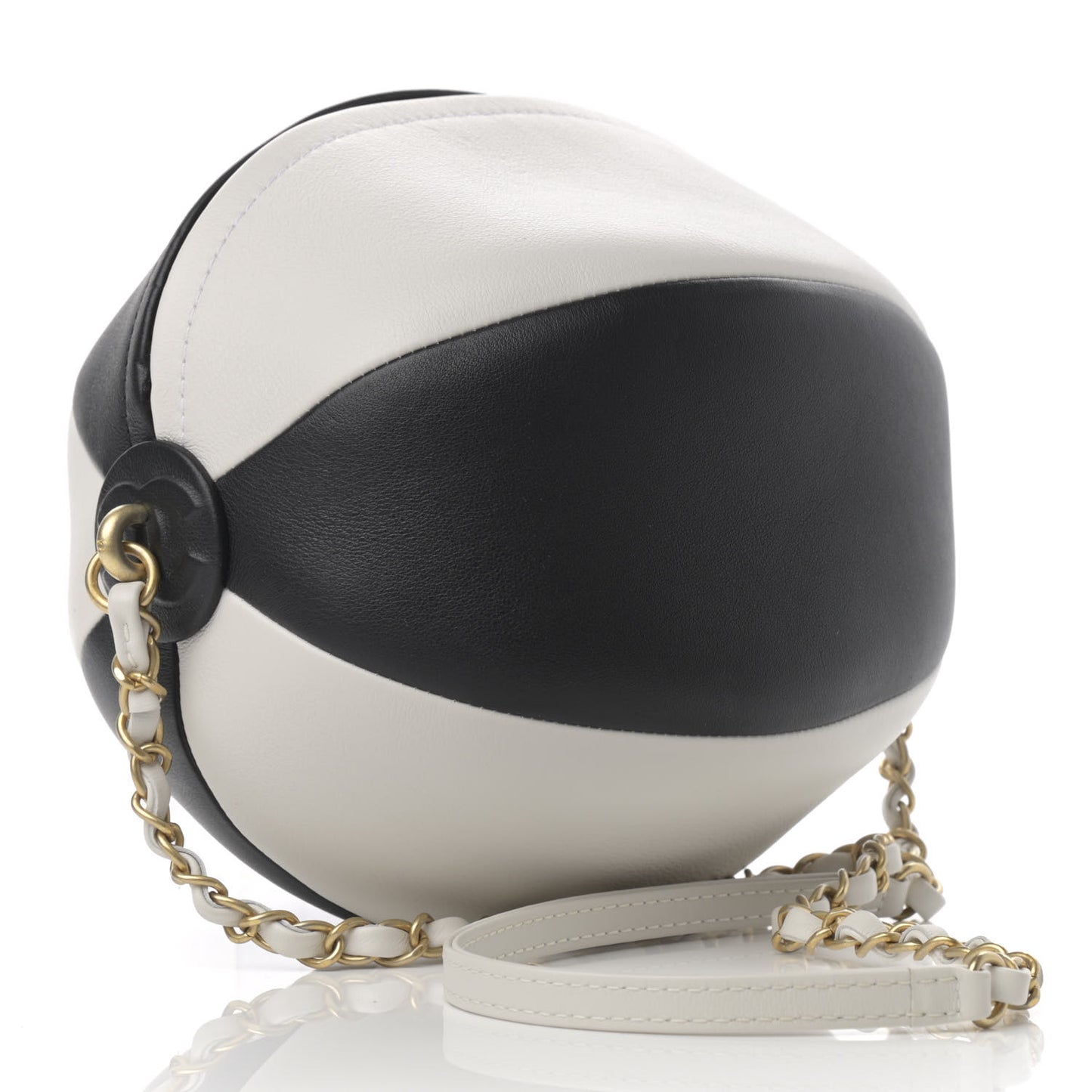 Calfskin Coco Beach Ball Bag White Black