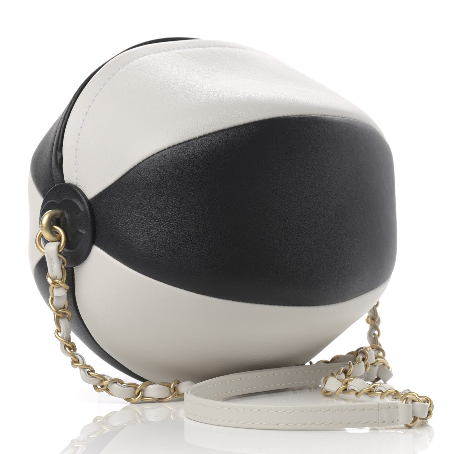 Chanel Calfskin Coco Beach Ball Bag White Black 3 of 10
