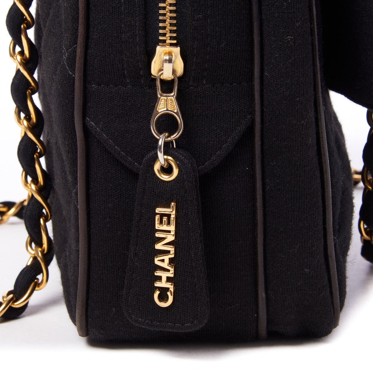 Jersey Quilted CC Shoulder Bag Black