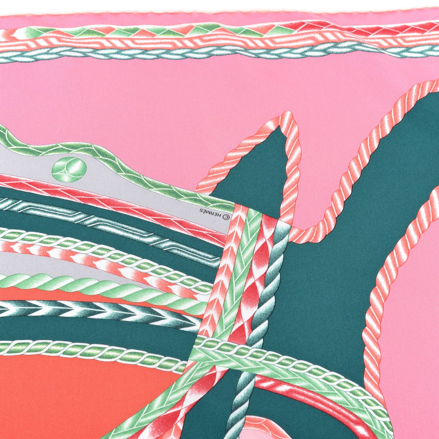 Silk Robe Du Soir Scarf 90 Rose Bonbon Gris Vert