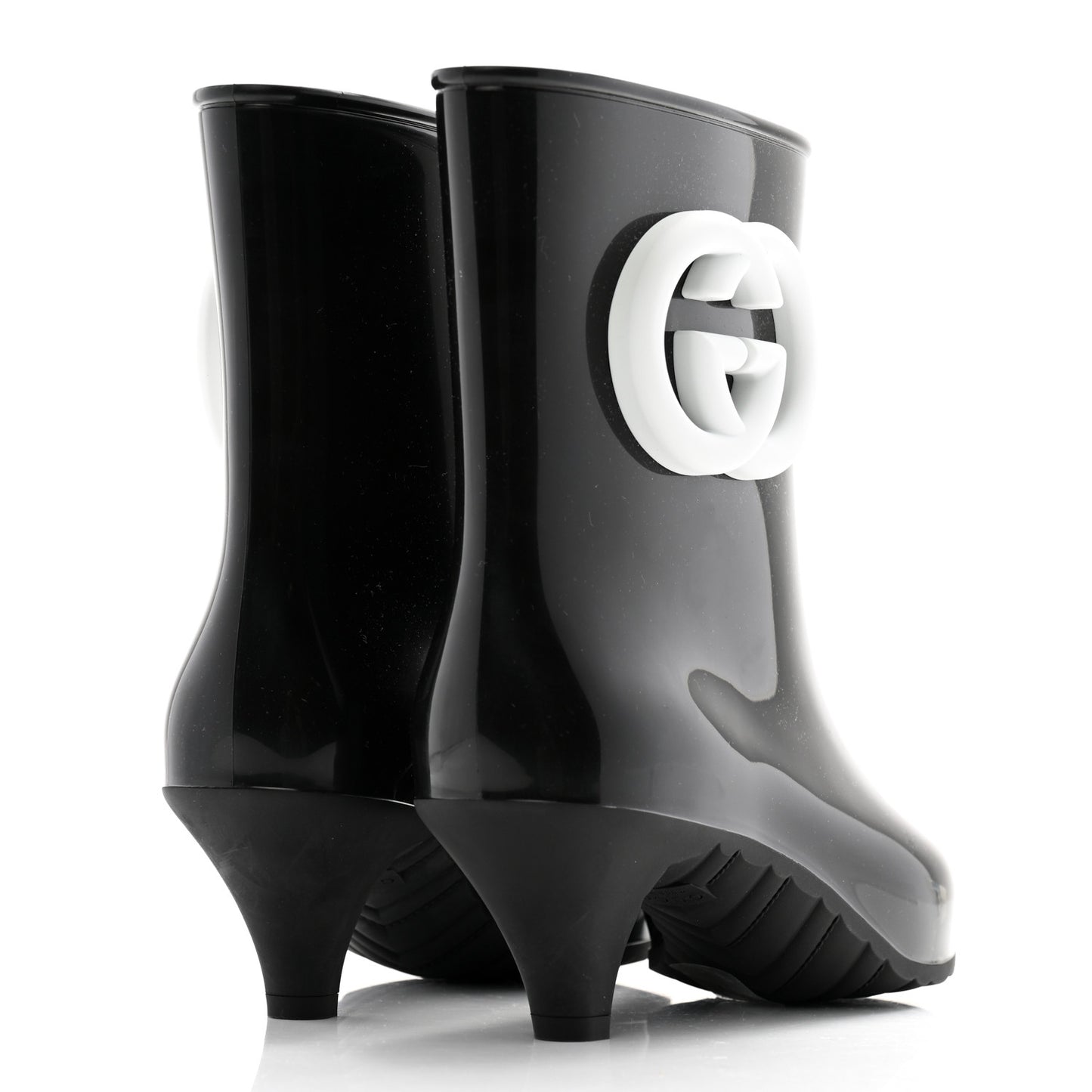 Rubber Womens Interlocking G Ankle Boot Pumps 37 Black Great White
