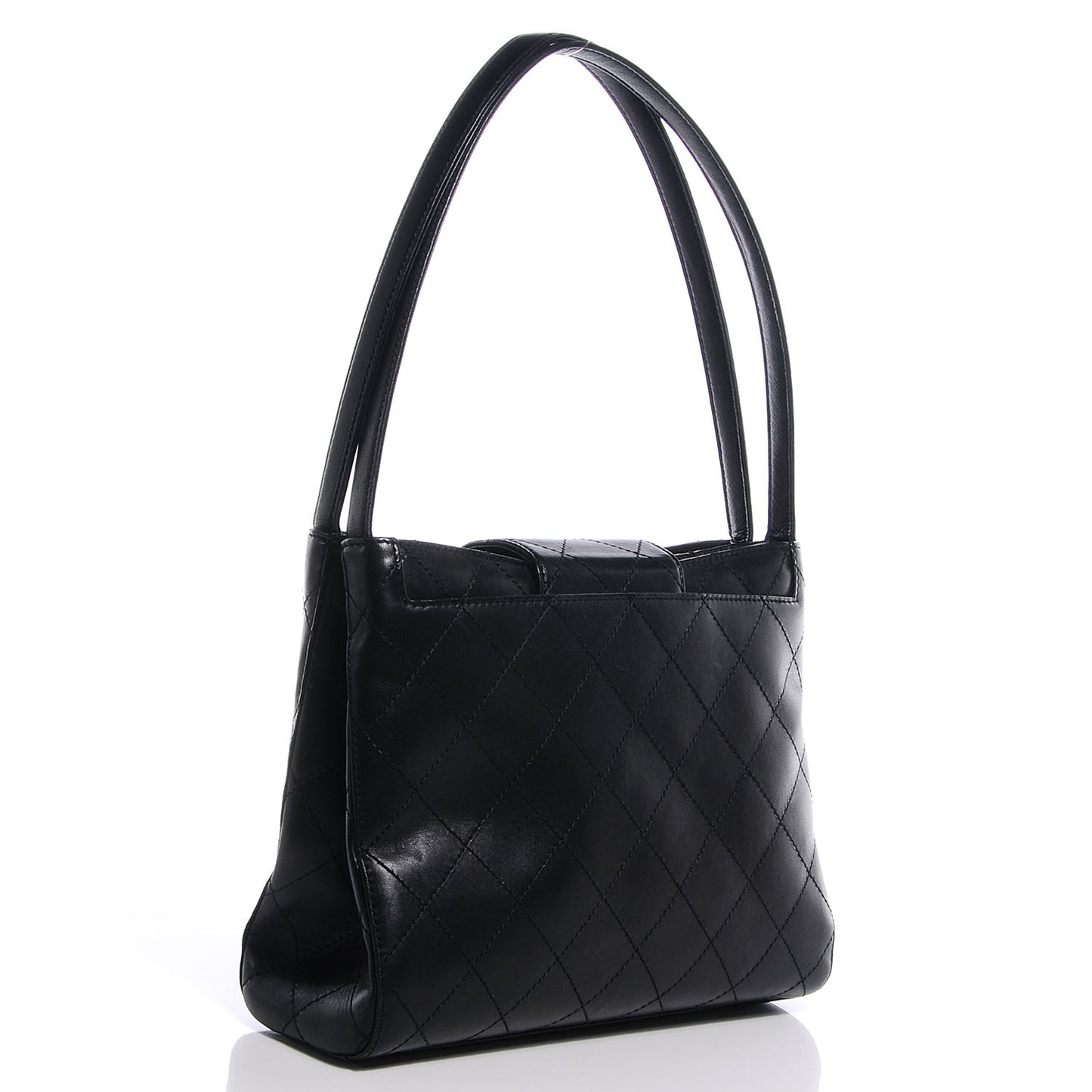 Lambskin Diamond Stitch Shoulder Bag Black