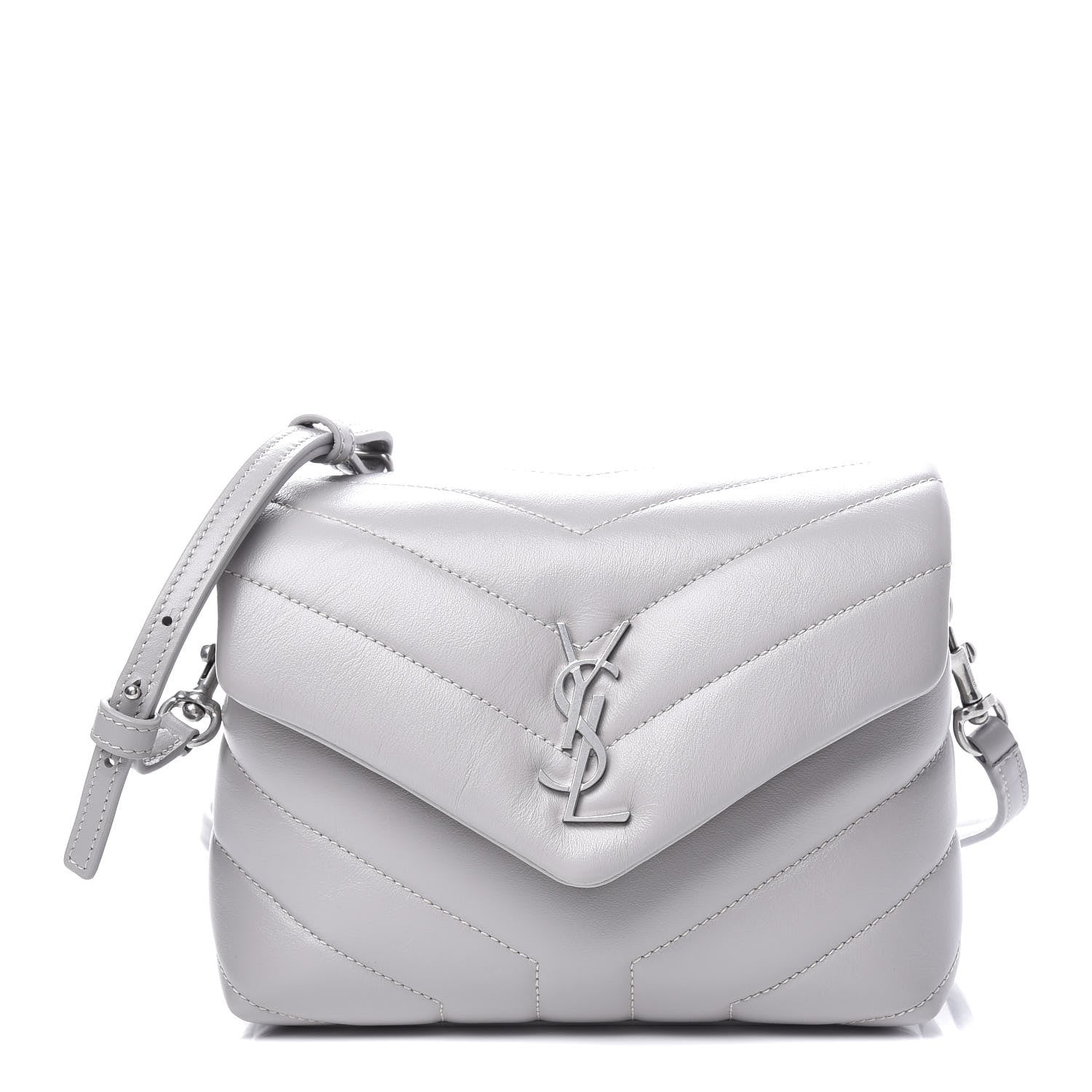 Saint Laurent Calfskin Y Quilted Monogram Toy Loulou Satchel Granite 1 of 10