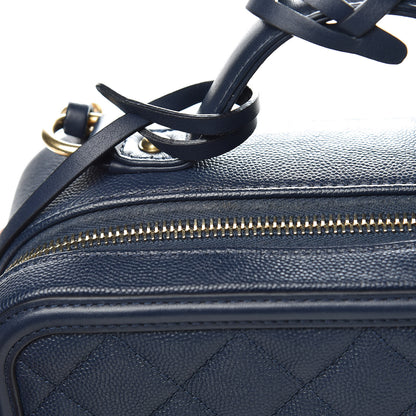 Chanel Caviar Quilted Medium CC Filigree Vanity Case Navy 11 of 11