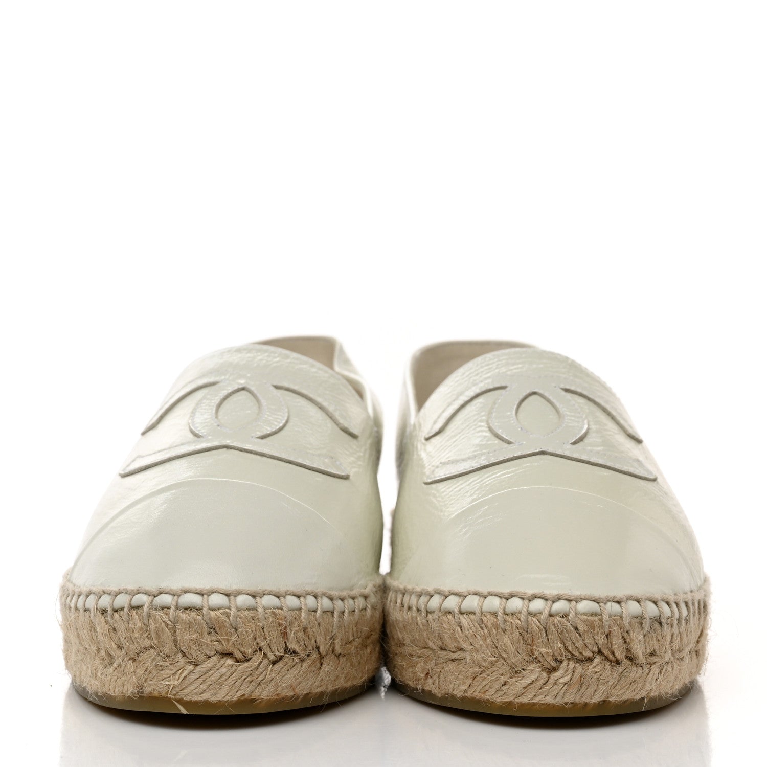 Chanel Distressed Patent CC Espadrilles 40 White 2 of 8