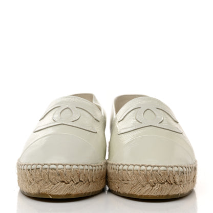 Chanel Distressed Patent CC Espadrilles 40 White 2 of 8